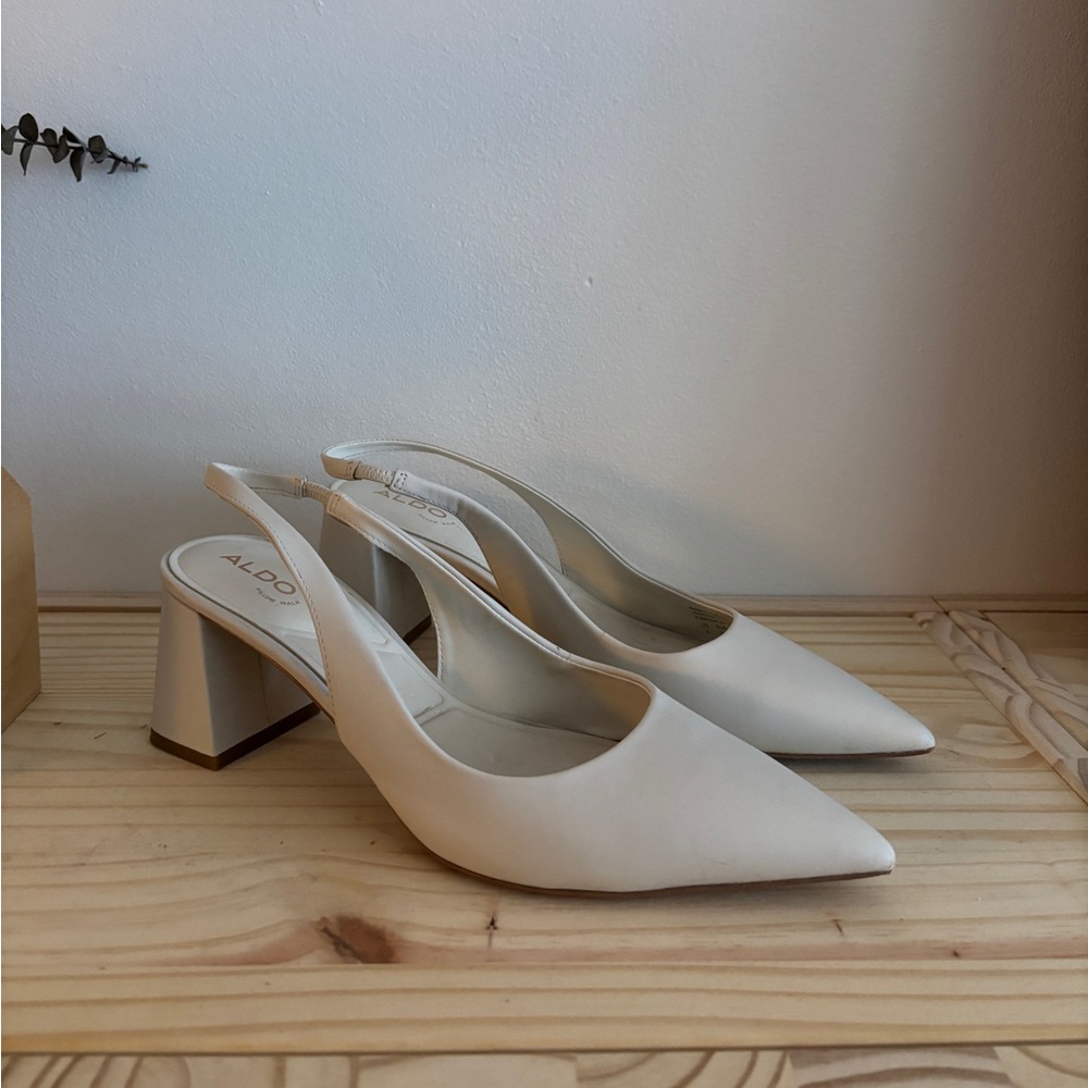 Aldo Off White Slingback Heels